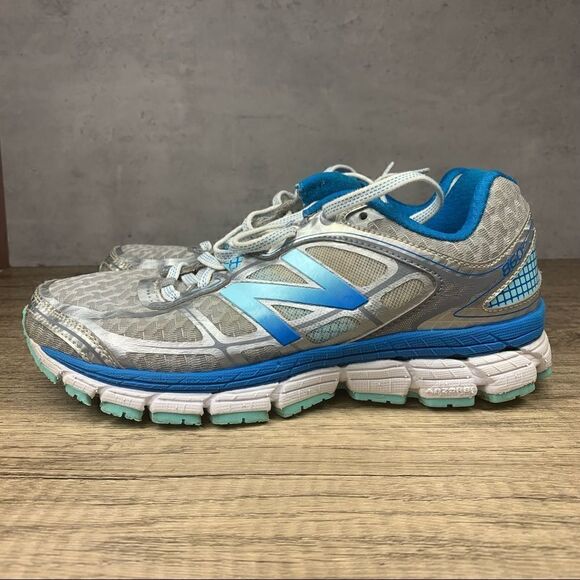 New Balance Women’s 860 V5~Silver/Blue Running Shoes Lace Up~Size 7B - Picture 1 of 9